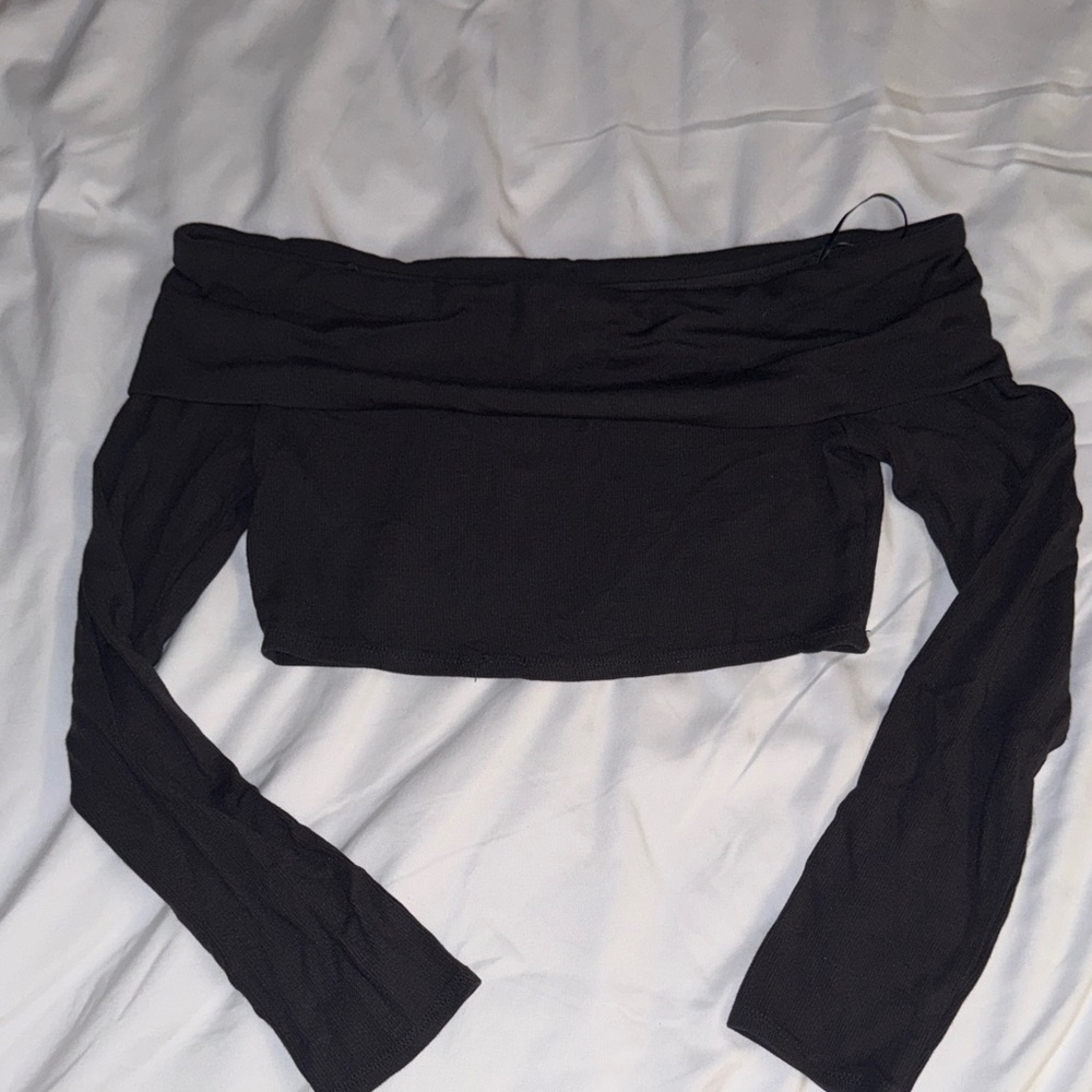 Garage Gray Cropped Off-Shoulder Top